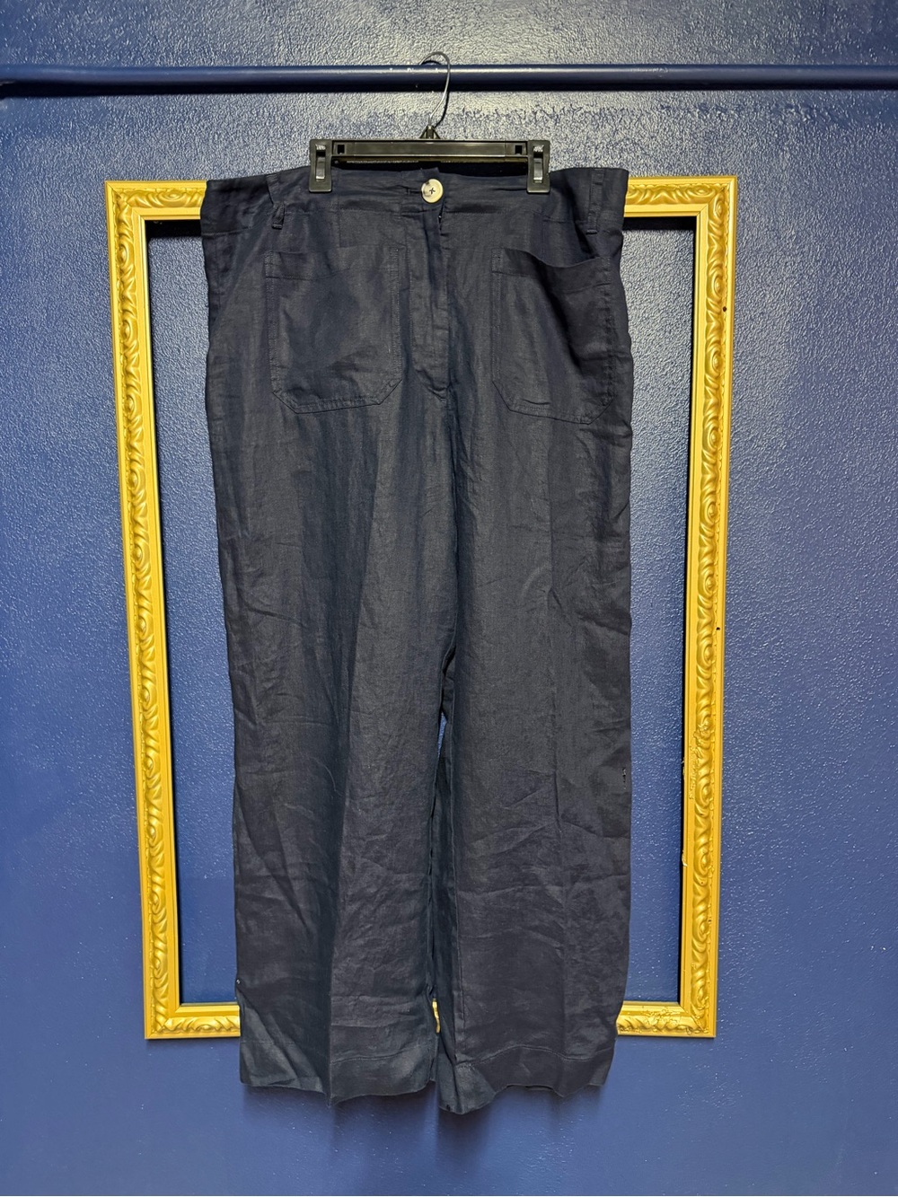 Quince Women's Navy Wide-Leg Chinos
